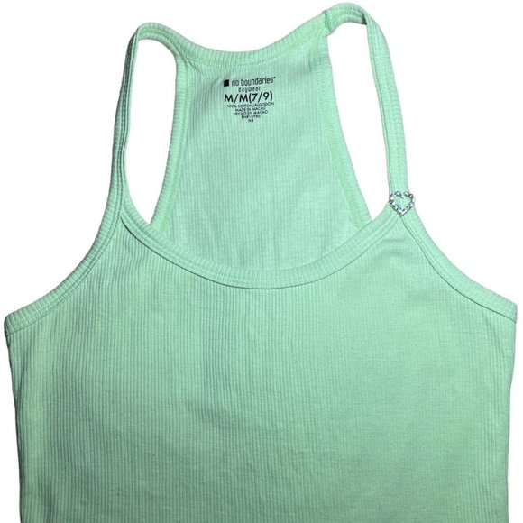 Rhinestone Heart Lime Green Cotton Tank Top Shirt - Picture 2 of 3